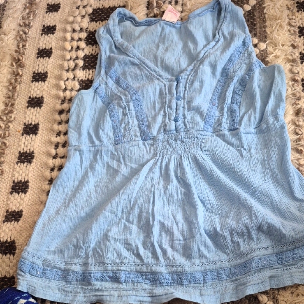 Faded Glory Baby Blue Top Blouse 2X